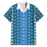 Blue Samoa Malu Tattoo Inspired Family Matching Off Shoulder Maxi Dress and Hawaiian Shirt - Polynesian Pride