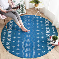 Blue Samoa Malu Tattoo Inspired Round Carpet - Polynesian Pride