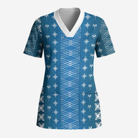 Blue Samoa Malu Tattoo Inspired Scrub Top - Polynesian Pride