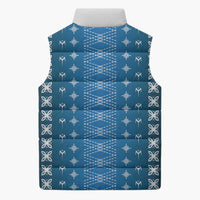Blue Samoa Malu Tattoo Inspired Sleeveless Puffer Jacket - Polynesian Pride