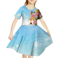 National Ukulele Day Kid Short Sleeve Dress Tropical Vibe LT05 - Polynesian Pride