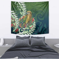 New Zealand Kea Bird Tapestry With Maori Koru Fern - Polynesian Pride