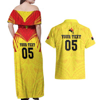 Papua New Guinea Rugby Custom Couples Matching Off Shoulder Maxi Dress and Hawaiian Shirt Kumuls Heritage