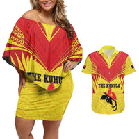 Papua New Guinea Rugby Custom Couples Matching Off Shoulder Short Dress and Hawaiian Shirt Kumuls Heritage