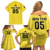 Papua New Guinea Rugby Custom Family Matching Off Shoulder Short Dress and Hawaiian Shirt Kumuls Heritage LT05 - Polynesian Pride