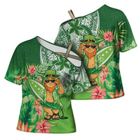 Aloha Hawaii St Patrick's Day Cross Shoulder Shirt Polynesian Style