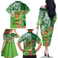 Aloha Hawaii St Patrick's Day Family Matching Off The Shoulder Long Sleeve Dress and Hawaiian Shirt Polynesian Style LT05 - Polynesian Pride