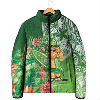Aloha Hawaii St Patrick's Day Padded Jacket Polynesian Style