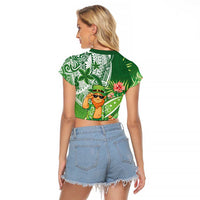 Aloha Hawaii St Patrick's Day Raglan Cropped T Shirt Polynesian Style