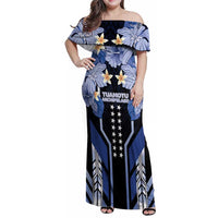 French Polynesia Tuamotu Archipelago Family Matching Off Shoulder Maxi Dress and Hawaiian Shirt Polynesian Pattern Unique Style LT05 Mom's Dress Navy - Polynesian Pride