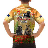 Australia And New Zealand ANZAC Day Family Matching Off The Shoulder Long Sleeve Dress and Hawaiian Shirt Kangaroo And Kiwi Bird Soldiers Lest We Forget LT05 - Polynesian Pride
