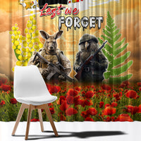 Australia And New Zealand ANZAC Day Window Curtain Kangaroo And Kiwi Bird Soldiers Lest We Forget