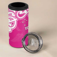 New Zealand Fern Women Rugby Custom 4 in 1 Can Cooler Tumbler Pink Maori Pattern