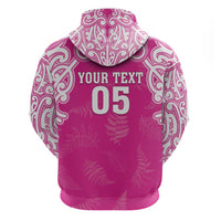 New Zealand Fern Women Rugby Custom Hoodie Pink Maori Pattern