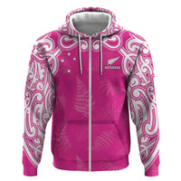 New Zealand Fern Women Rugby Custom Hoodie Pink Maori Pattern