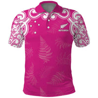 New Zealand Fern Women Rugby Custom Polo Shirt Pink Maori Pattern