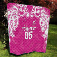 New Zealand Fern Women Rugby Custom Quilt Pink Maori Pattern