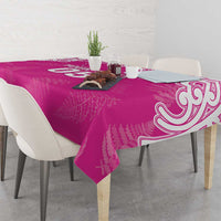 New Zealand Fern Women Rugby Custom Tablecloth Pink Maori Pattern