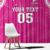 New Zealand Fern Women Rugby Custom Window Curtain Pink Maori Pattern