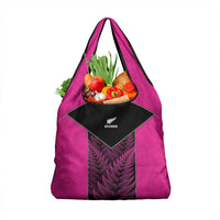 New Zealand Fern Rugby Grocery Bag Pink Maori Pattern