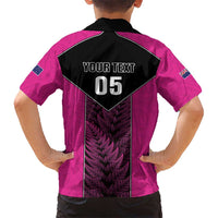 New Zealand Fern Rugby Custom Kid Hawaiian Shirt Pink Maori Pattern