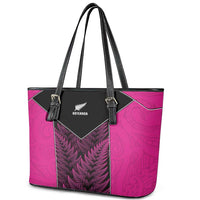 New Zealand Fern Rugby Leather Tote Bag Pink Maori Pattern