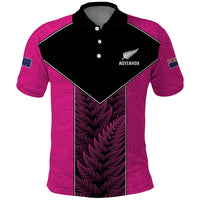 New Zealand Fern Rugby Custom Polo Shirt Pink Maori Pattern