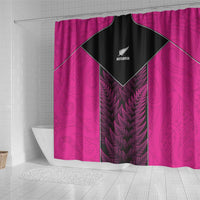 New Zealand Fern Rugby Shower Curtain Pink Maori Pattern