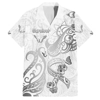 Personalised Brain Cancer Awareness Family Matching Off Shoulder Maxi Dress and Hawaiian Shirt Ribbon Polynesian Pattern