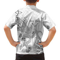 Personalised Brain Cancer Awareness Family Matching Off Shoulder Short Dress and Hawaiian Shirt Ribbon Polynesian Pattern