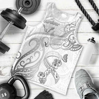 Personalised Brain Cancer Awareness Men Tank Top Ribbon Polynesian Pattern