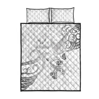 Brain Cancer Awareness Quilt Bed Set Ribbon Polynesian Pattern