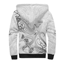 Personalised Brain Cancer Awareness Sherpa Hoodie Ribbon Polynesian Pattern