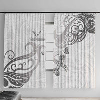 Brain Cancer Awareness Window Curtain Ribbon Polynesian Pattern