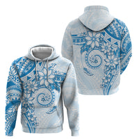 Polynesian Pattern With Plumeria Flowers Hoodie Blue
