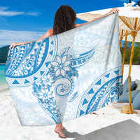Polynesian Pattern With Plumeria Flowers Sarong Blue