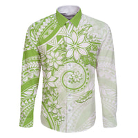 Polynesian Pattern With Plumeria Flowers Family Matching Puletasi and Hawaiian Shirt Lime Green