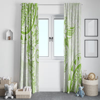 Polynesian Pattern With Plumeria Flowers Window Curtain Lime Green