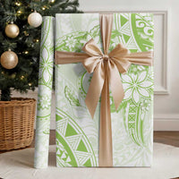 Polynesian Pattern With Plumeria Flowers Wrapping Paper Lime Green - Polynesian Pride