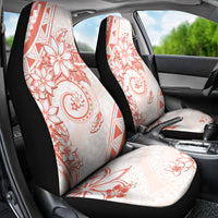 Polynesian Pattern With Plumeria Flowers Car Seat Cover Orange Peach