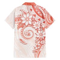 Polynesian Pattern With Plumeria Flowers Family Matching Short Sleeve Bodycon Dress and Hawaiian Shirt Orange Peach LT05 - Polynesian Pride