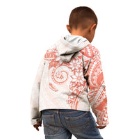 Polynesian Pattern With Plumeria Flowers Kid Hoodie Orange Peach