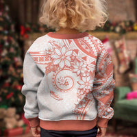 Polynesian Pattern With Plumeria Flowers Kid Ugly Christmas Sweater Orange Peach