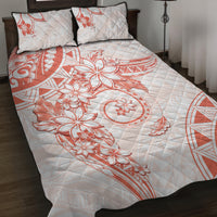 Polynesian Pattern With Plumeria Flowers Quilt Bed Set Orange Peach