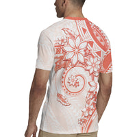Polynesian Pattern With Plumeria Flowers Rugby Jersey Orange Peach