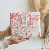 Polynesian Pattern With Plumeria Flowers Wrapping Paper Orange Peach - Polynesian Pride