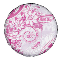 Polynesian Pattern With Plumeria Flowers Spare Tire Cover Pink