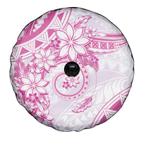 Polynesian Pattern With Plumeria Flowers Spare Tire Cover Pink