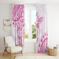 Polynesian Pattern With Plumeria Flowers Window Curtain Pink