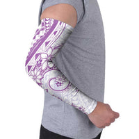 Polynesian Pattern With Plumeria Flowers Arm Sleeves Purple - Polynesian Pride